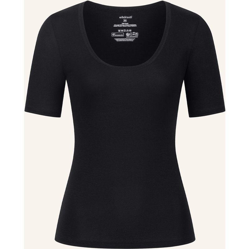 Erlich Textil Light Touch Tiefausgeschnittenes T-Shirt Aus Lyocell - Seidig Weich schwarz