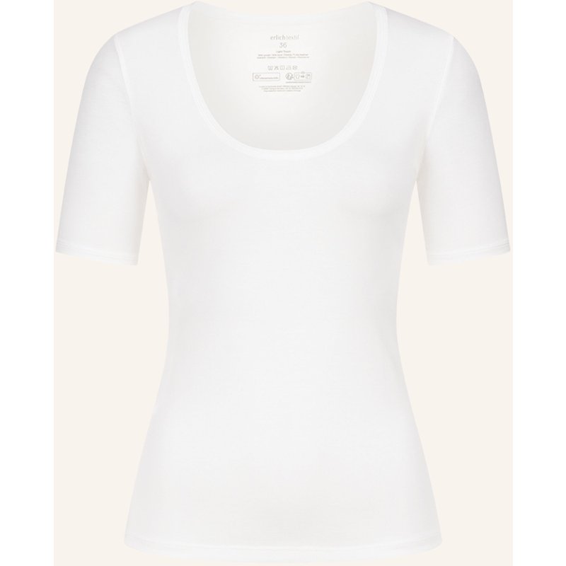 Erlich Textil Light Touch Tiefausgeschnittenes T-Shirt Aus Lyocell - Seidig Weich weiss
