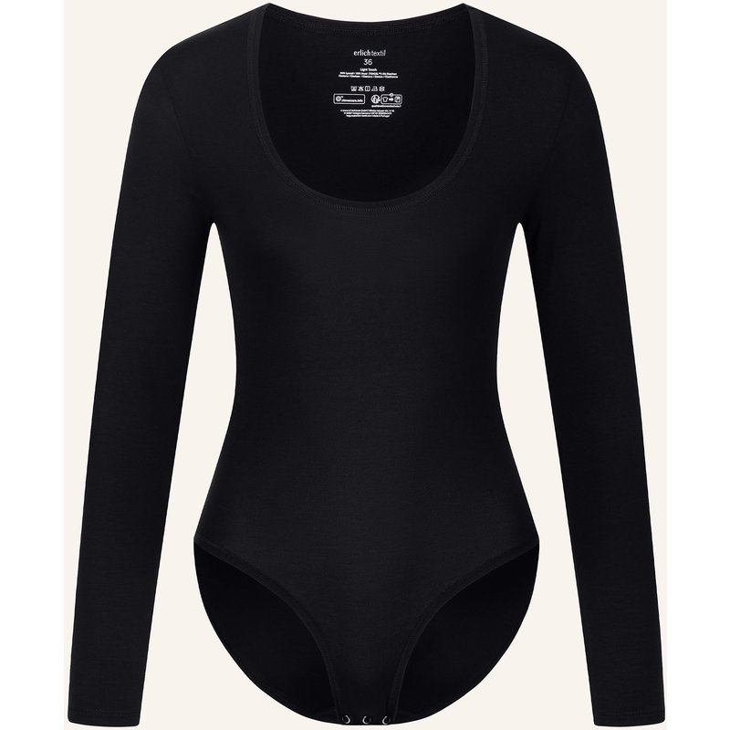 Erlich Textil Light Touch Langarm Body Aus Weichem Lyocell schwarz