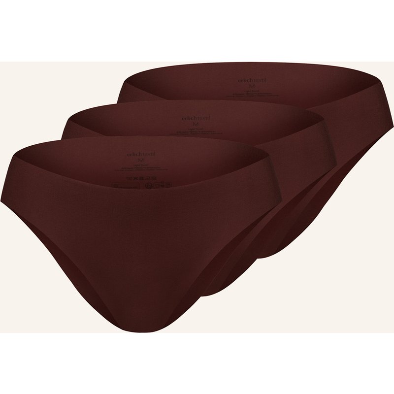Erlich Textil 3er Pack Casual Cotton Brazil Slip Aus Bio-Baumwolle - Nahtlose Kanten braun
