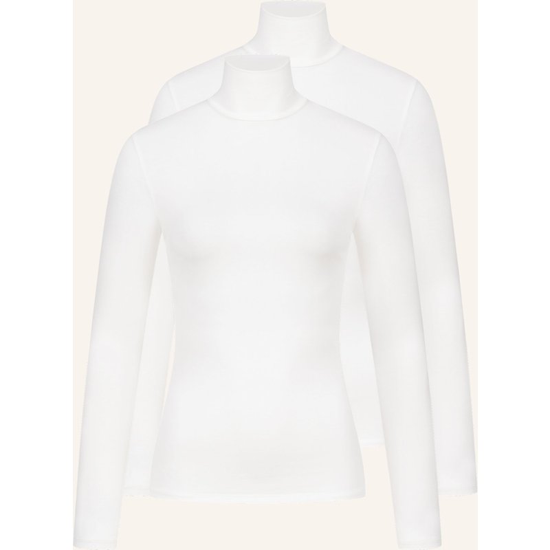 Erlich Textil 2er Pack Light Touch Rollkragen Langarmshirt Aus Weichem Lyocell weiss