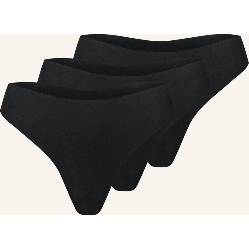 Erlich Textil 3er Pack Light Touch String Aus Weichem Modal - Nahtlose Kanten schwarz