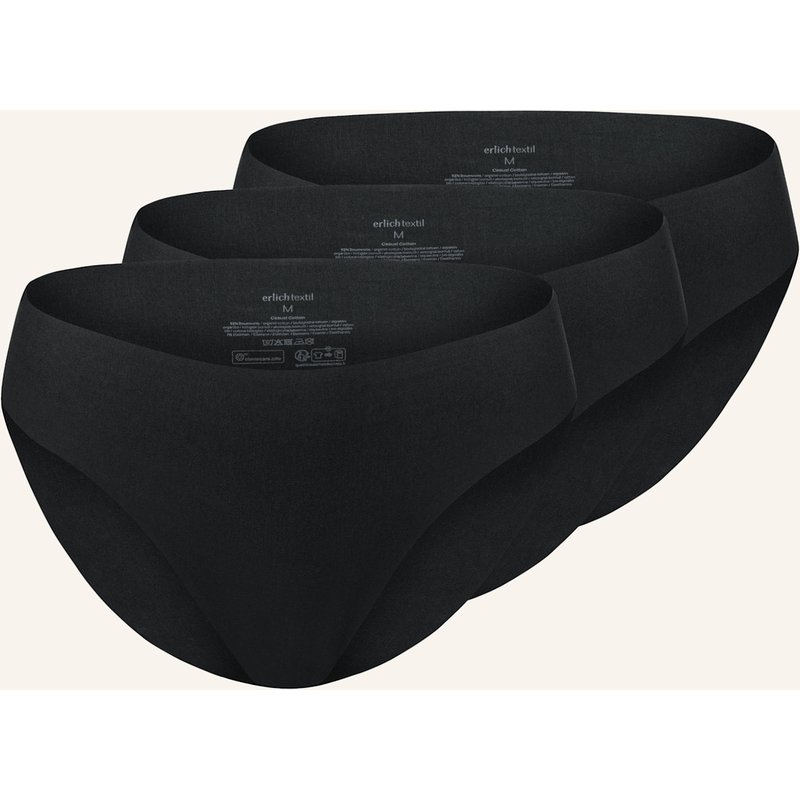 Erlich Textil 3er Pack Light Touch Slip Aus Weichem Modal - Nahtlose Kanten schwarz