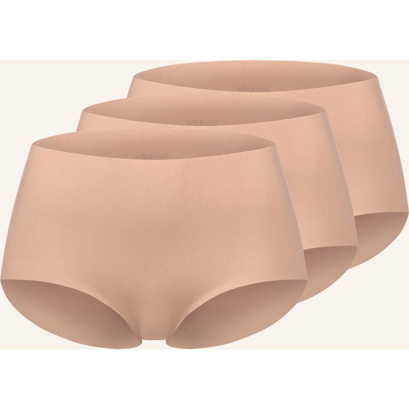 Erlich Textil 3er Pack Casual Cotton High Waist Slip Aus Bio-Baumwolle - Nahtlose Kanten braun