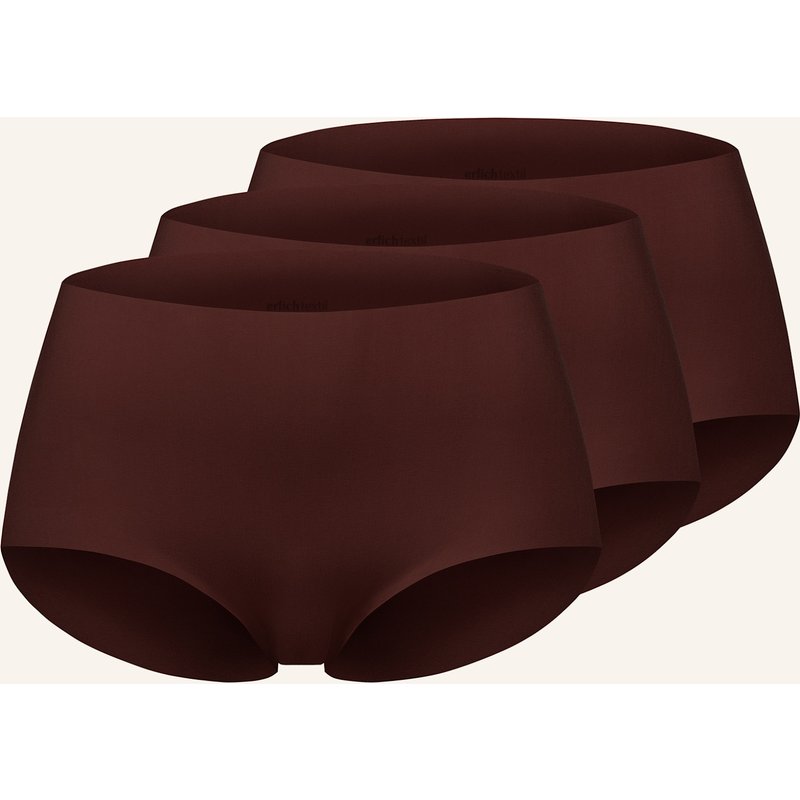 Erlich Textil 3er Pack Casual Cotton High Waist Slip Aus Bio-Baumwolle - Nahtlose Kanten braun
