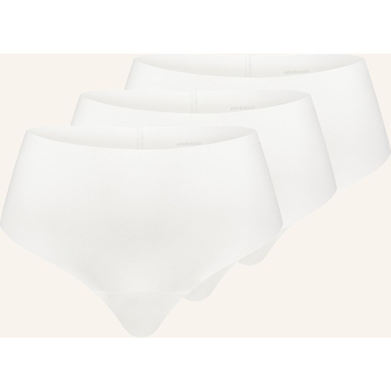Erlich Textil 3er Pack Light Touch High Waist Brazil String Aus Weichem Modal - Nahtlose Kanten weiss