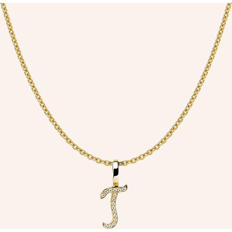 Cada Kette Tiny Diamond Letter T gold
