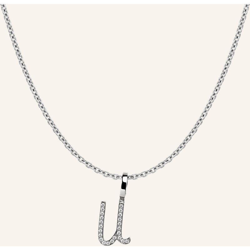 Cada Kette Tiny Diamond Letter U silber
