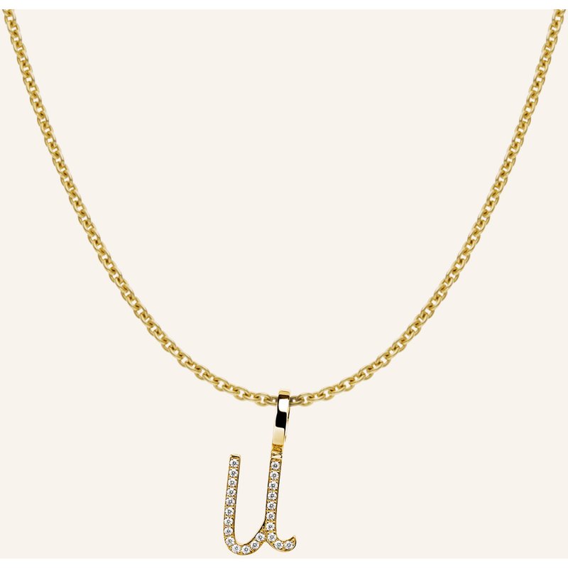 Cada Kette Tiny Diamond Letter U gold
