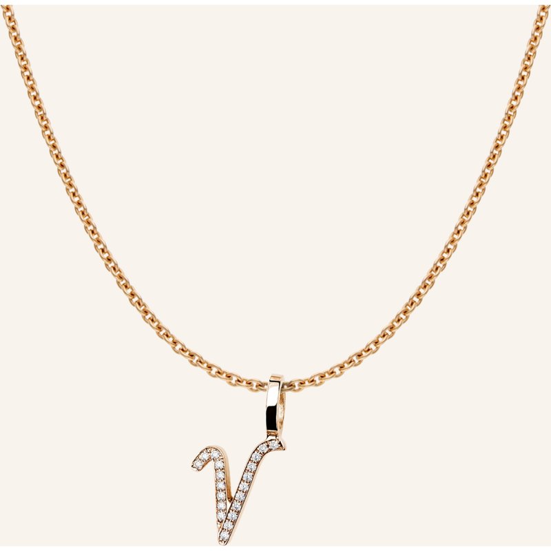 Cada Kette Tiny Diamond Letter V rosegold