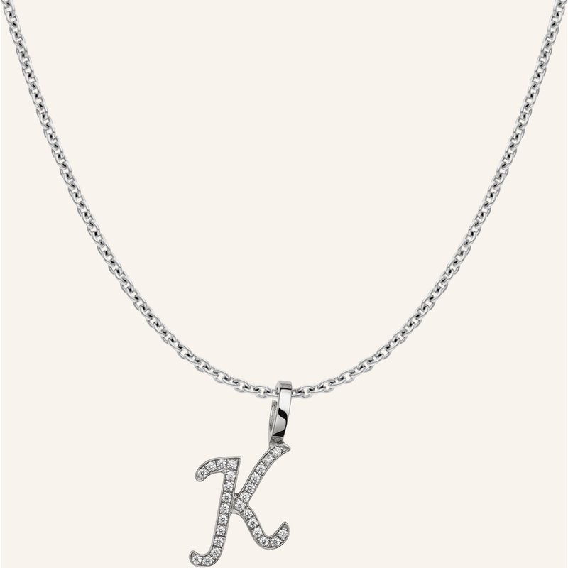 Cada Kette Tiny Diamond Letter K silber