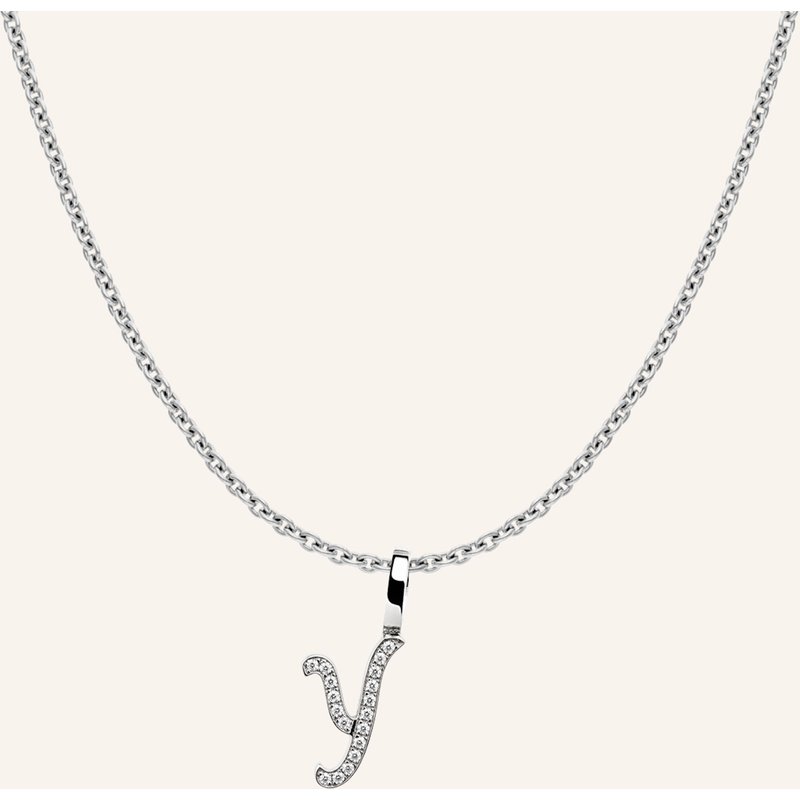 Cada Kette Tiny Diamond Letter Y silber
