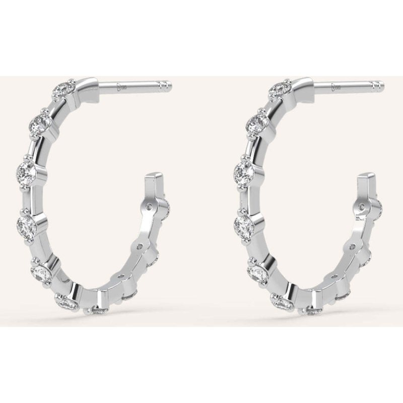Veynou Creolen Daisy Aus 14 Karat Weißgold Und 0,40ct. Lab-Grown Diamanten silber