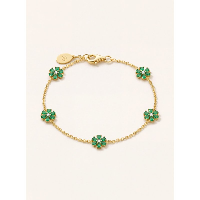 Veynou Armband Full Bloom Aus 14 Karat Gelbgold Und 1,55ct. Smaragde Und 0,17ct. Lab-Grown Diamanten gold