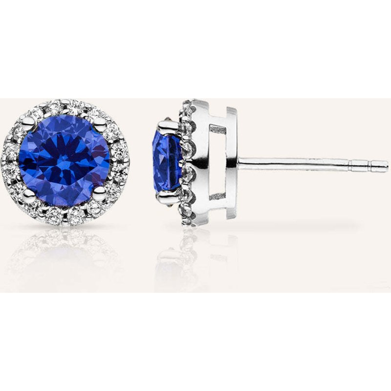 Veynou Ohrstecker Ava Aus 14 Karat Weißgold Und 2,0ct. Saphir Und Lab-Grown Diamanten silber
