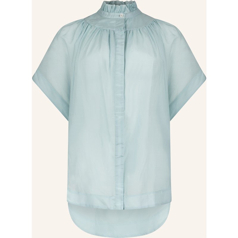 Helene Galwas Bluse Aus Baumwoll-Seiden Mischung Idis blau