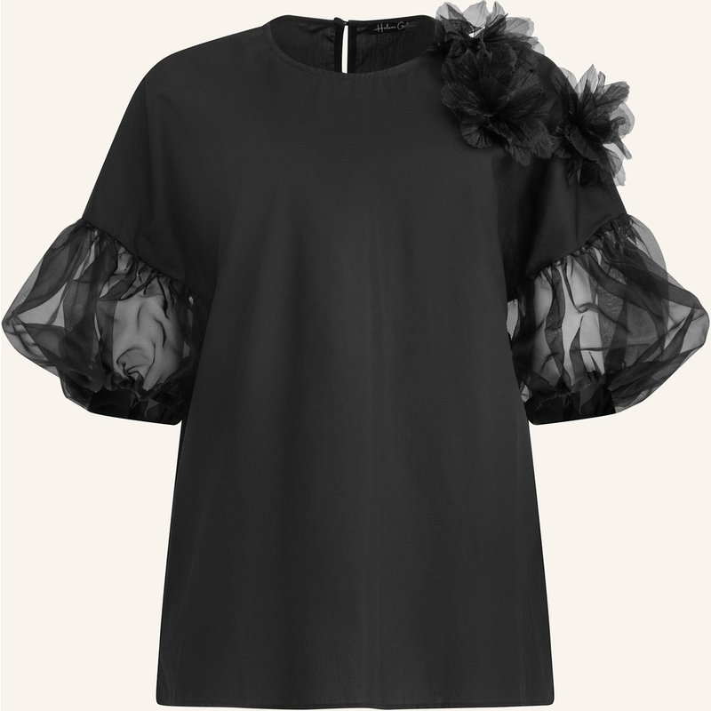 Helene Galwas Bluse Mit Blumenapplikationen Gabyre schwarz