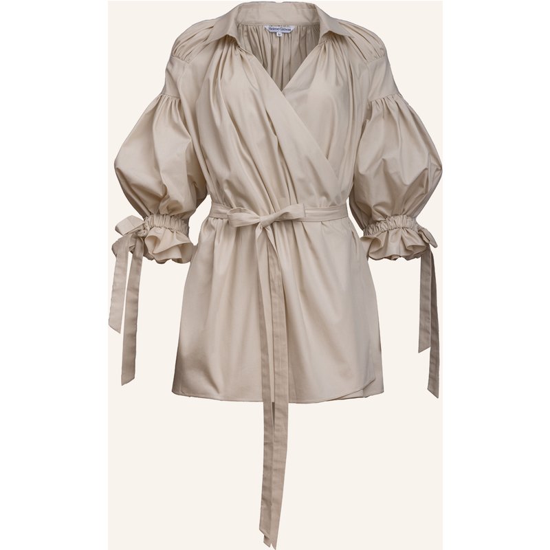 Helene Galwas Wickelbluse Aus Baumwolle Inka beige