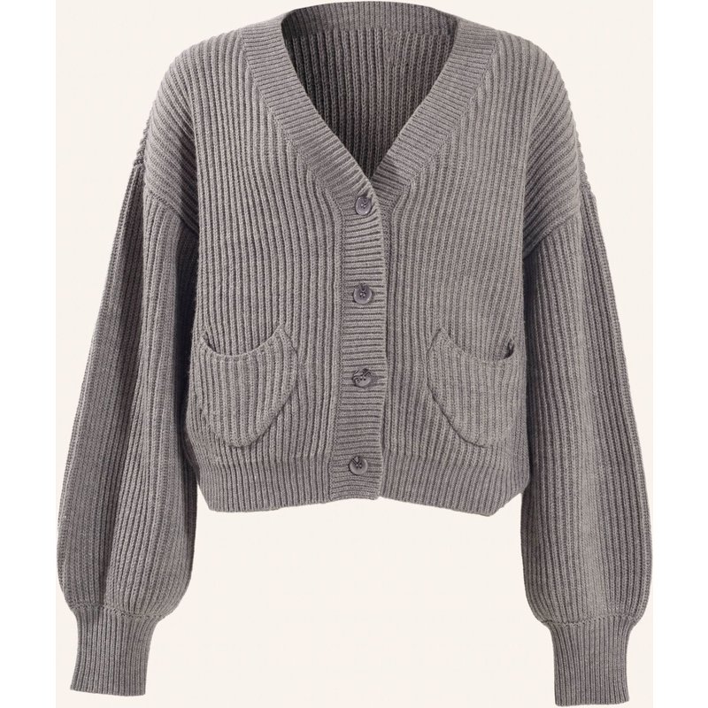 Adlysh Jacke Rippstrick Cardigan Mit Wolle grau