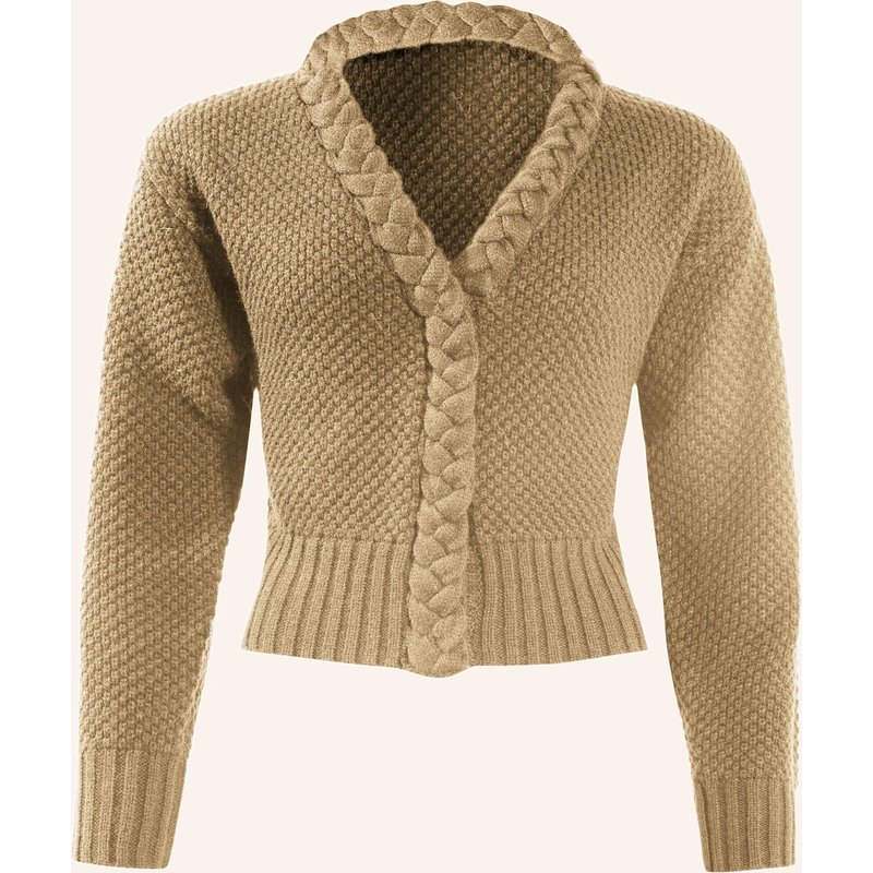 Adlysh Wollcardigan Mit Zopfstrick Detail braun