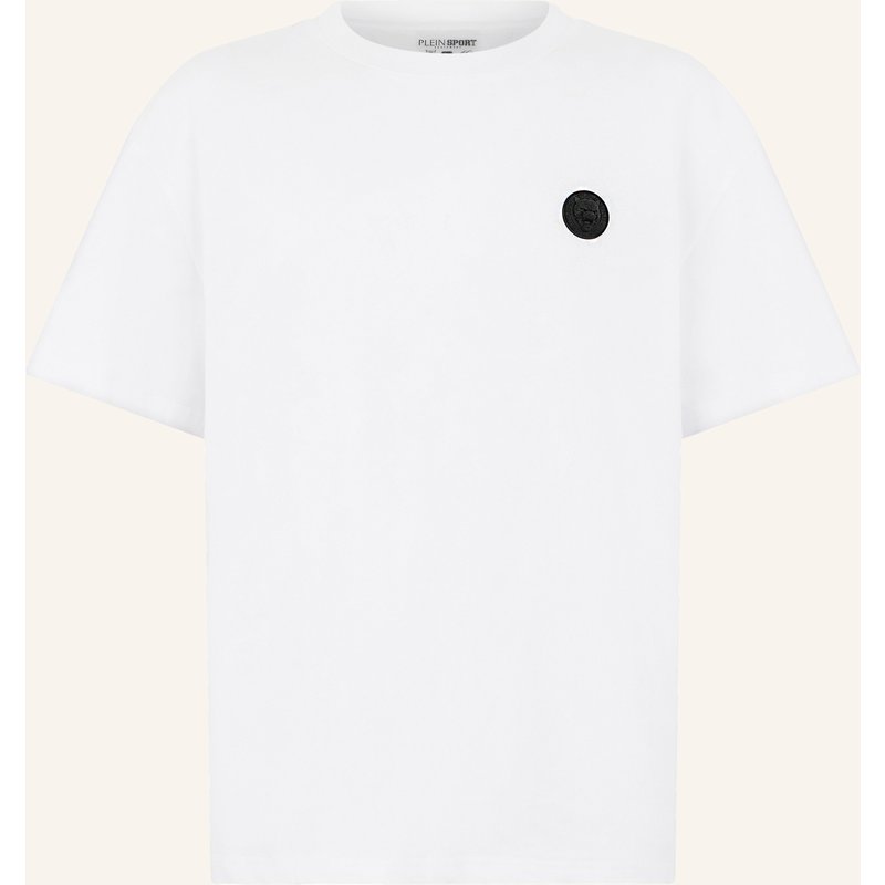 Plein Sport Kurzarm-Rundhals-T-Shirt Tiger weiss