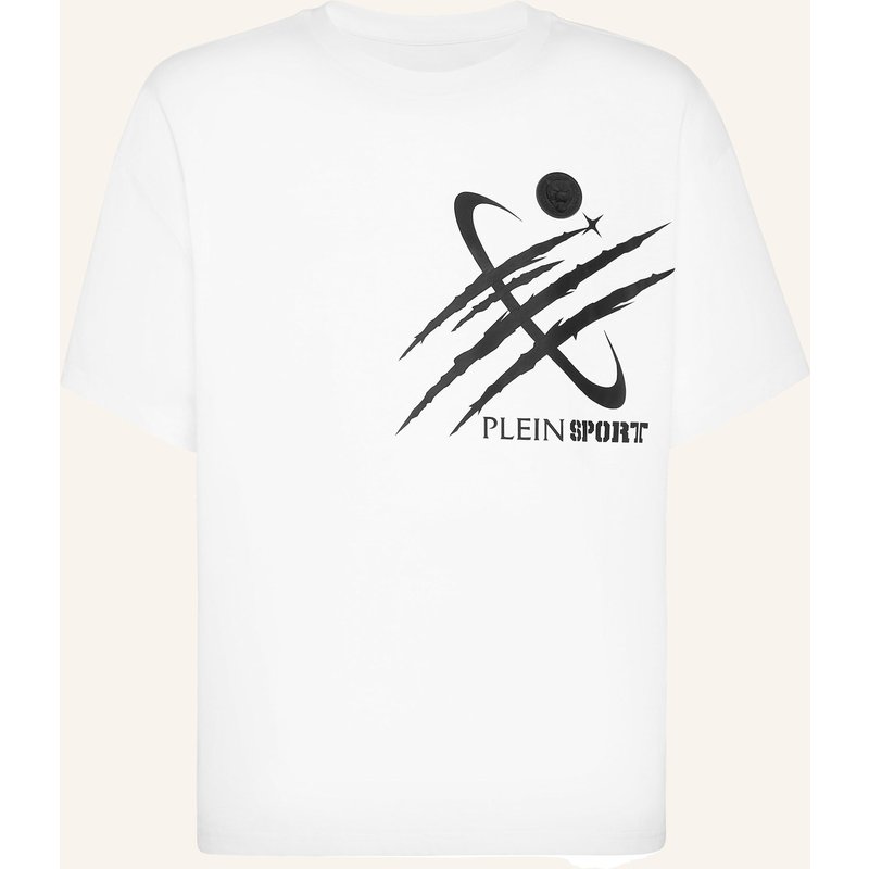 Plein Sport Kurzarm-Rundhals-T-Shirt Scratch weiss