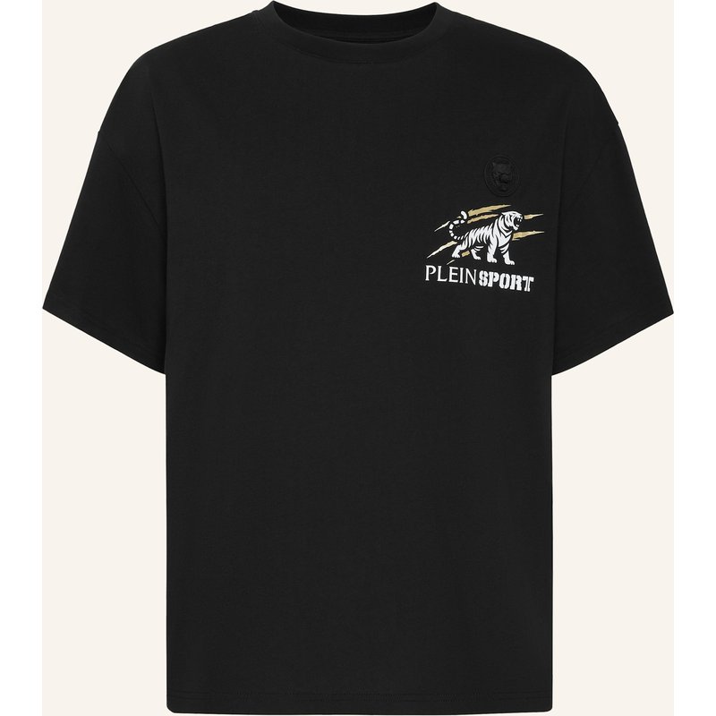 Plein Sport Kurzarm-Rundhals-T-Shirt Tiger schwarz