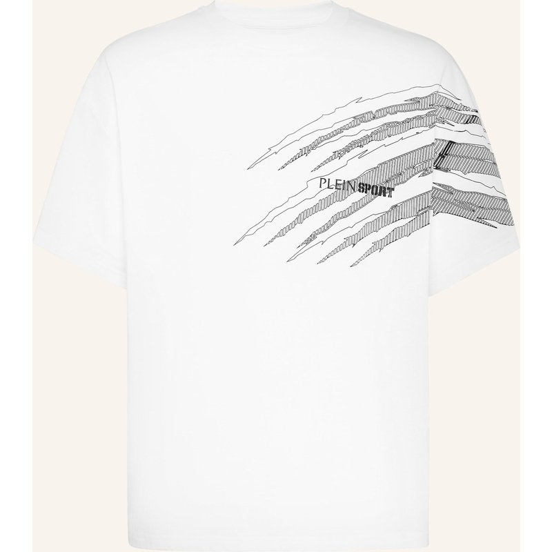 Plein Sport Kurzarm-Rundhals-T-Shirt Scratch weiss