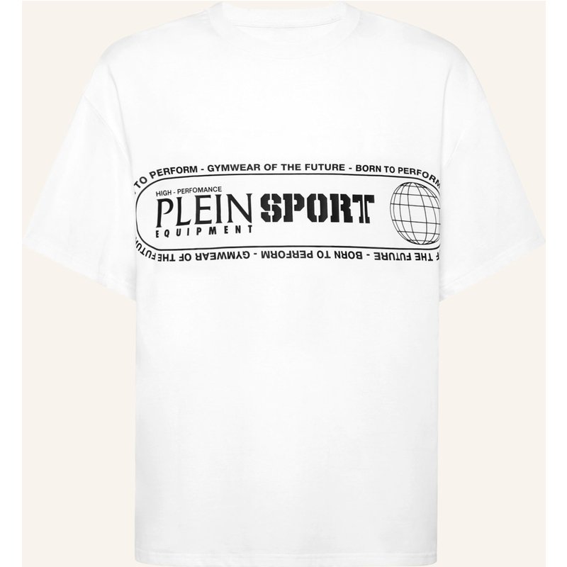 Plein Sport Kurzarm-Rundhals-T-Shirt Logo weiss