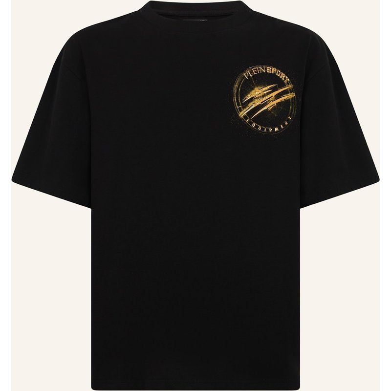 Plein Sport Kurzarm-Rundhals-T-Shirt Chrome schwarz