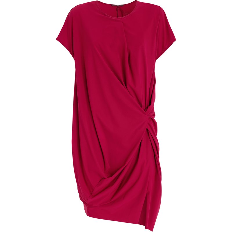 High Kleid Delighful - Runder Ausschnitt. Kurze Flügelärmel. Seitliche Schleife rot