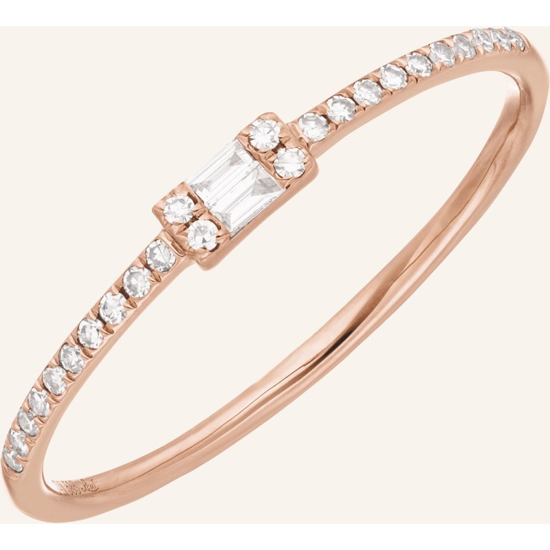 Leaf Ring Tiny Baquette Aus 14 Karat Roségold Mit Diamanten rosegold