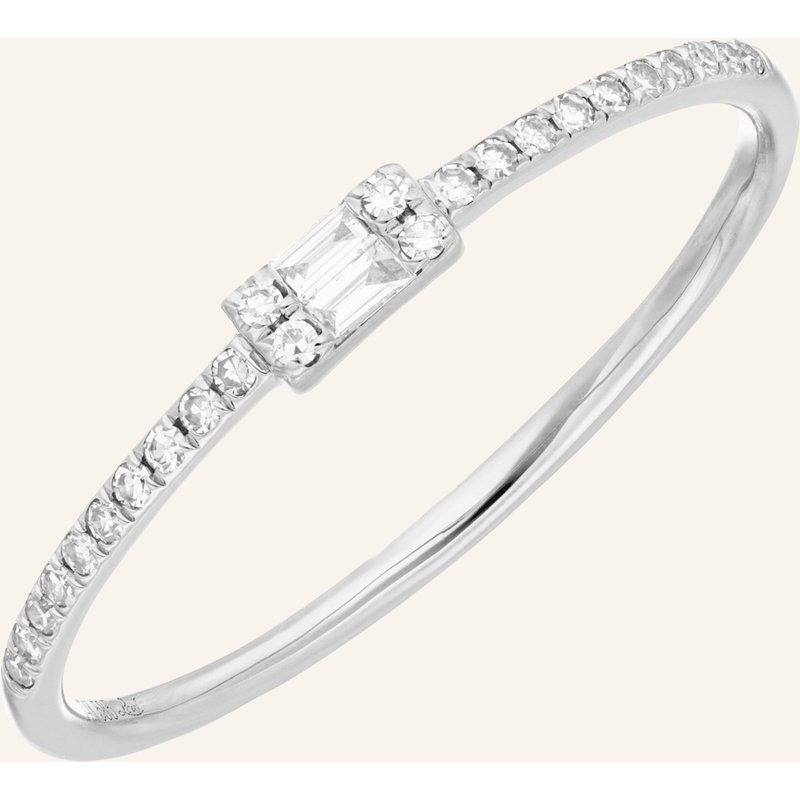 Leaf Ring Tiny Baquette Aus 14 Karat Weißgold Mit Diamanten silber