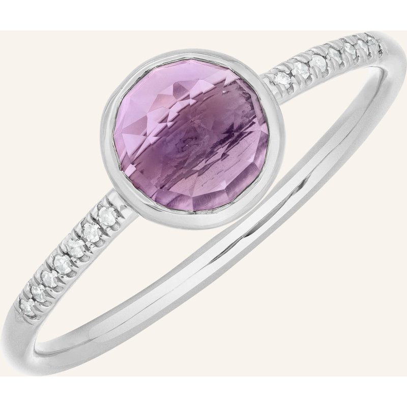 Leaf Ring Amethyst Aus 14 Karat Werißgold Mit Diamanten silber