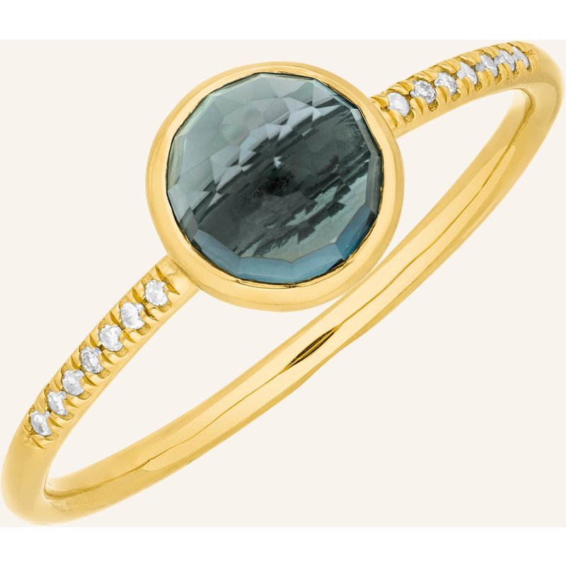 Leaf Ring Blue Topas Aus 14 Karat Gelbgold Mit Diamanten gold
