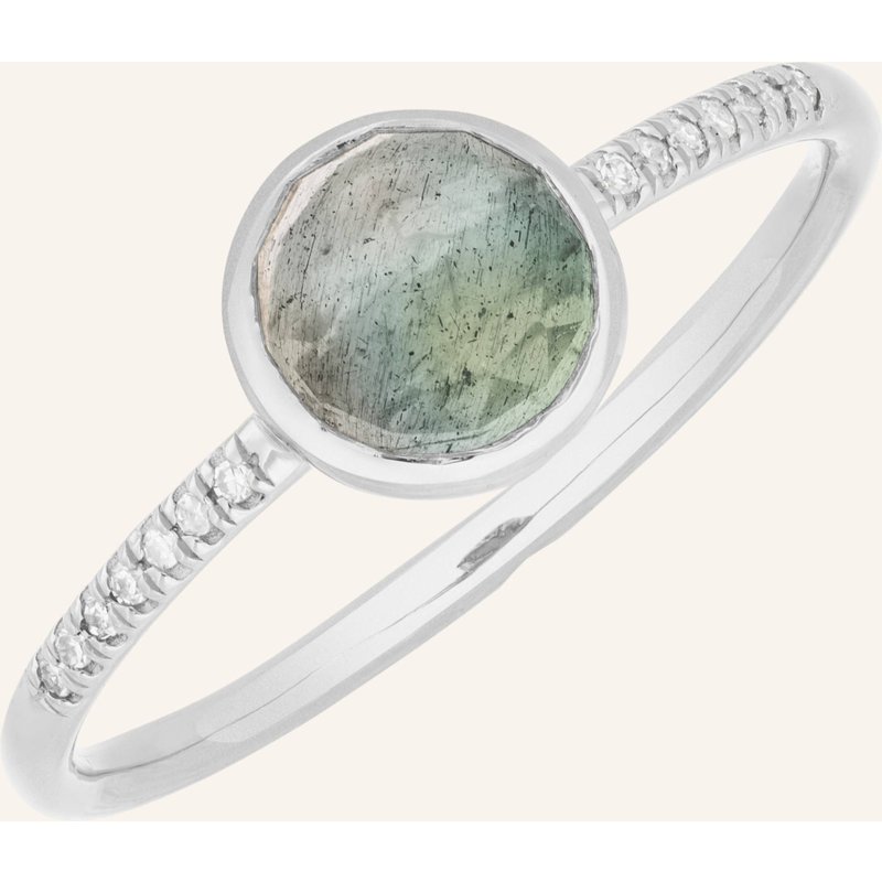 Leaf Ring Labradorit Aus 14 Karat Weißgold Mit Diamanten silber