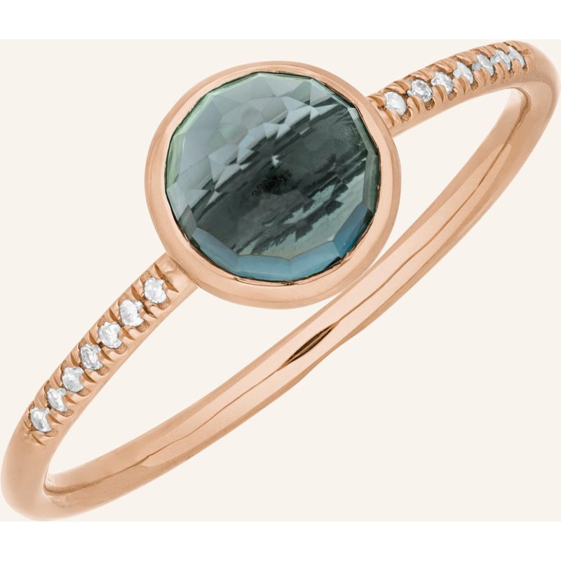 Leaf Ring Blue Topas Aus 14 Karat Roségold Mit Diamanten rosegold