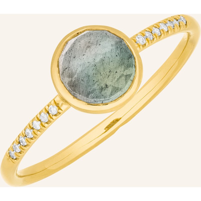 Leaf Ring Labradorit Aus 14 Karat Gelbgold Mit Diamanten gold