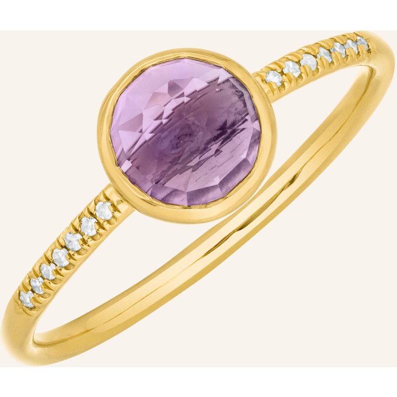 Leaf Ring Amethyst Aus 14 Karat Gelbgold Mit Diamanten gold