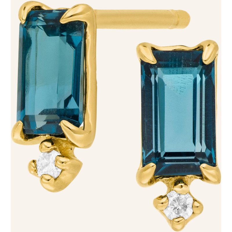 Leaf Ohrstecker London Blue Topaz Aus 14 Karat Gelbgold gold