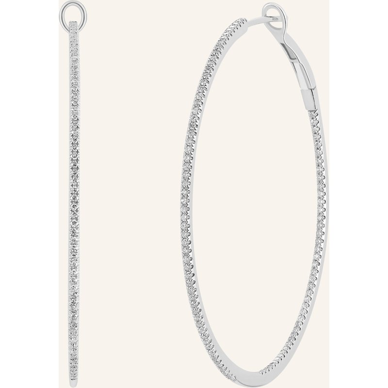 Leaf Creolen Circle L Aus 18 Karat Weißgold Mit Diamanten silber