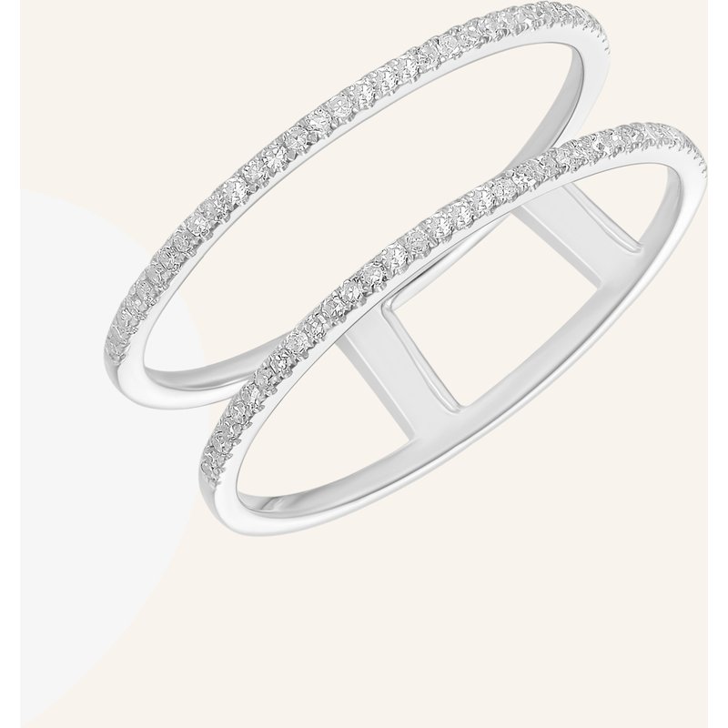 Leaf Ring Double Aus 18 Karat Weißgold Mit Diamanten silber