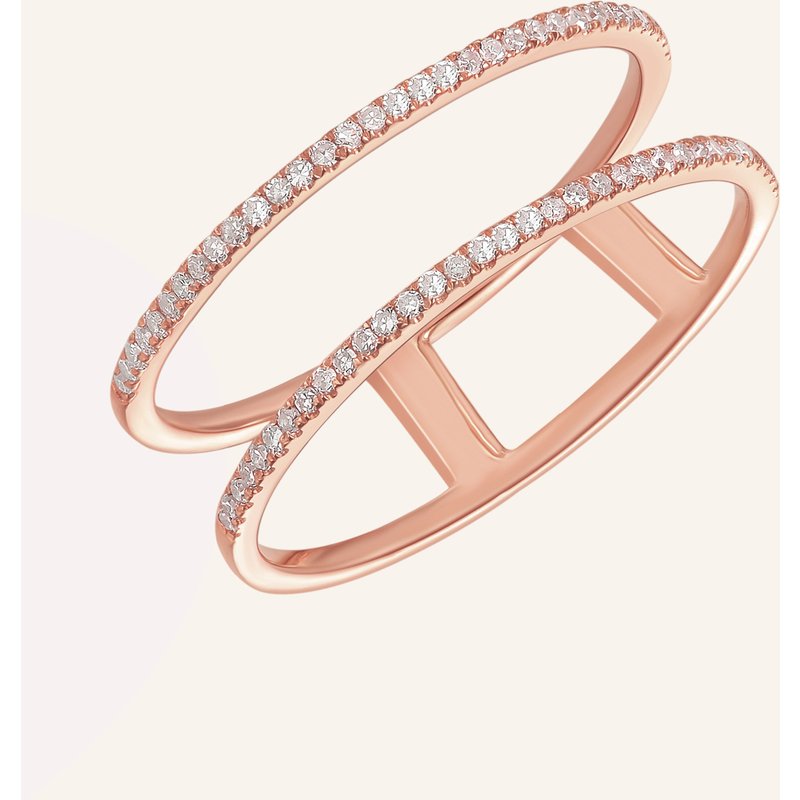 Leaf Ring Double Aus 18 Karat Rosegold Mit Diamanten rosegold