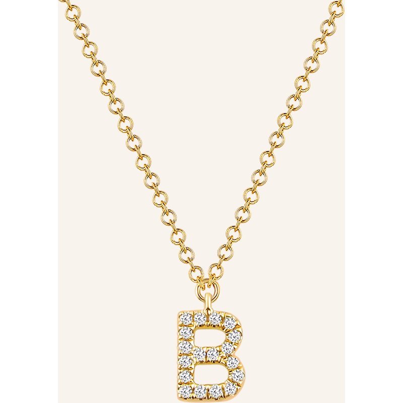 Leaf Initialien Halskette „B“ Aus 14 Karat Gelbgold Mit Diamanten gold