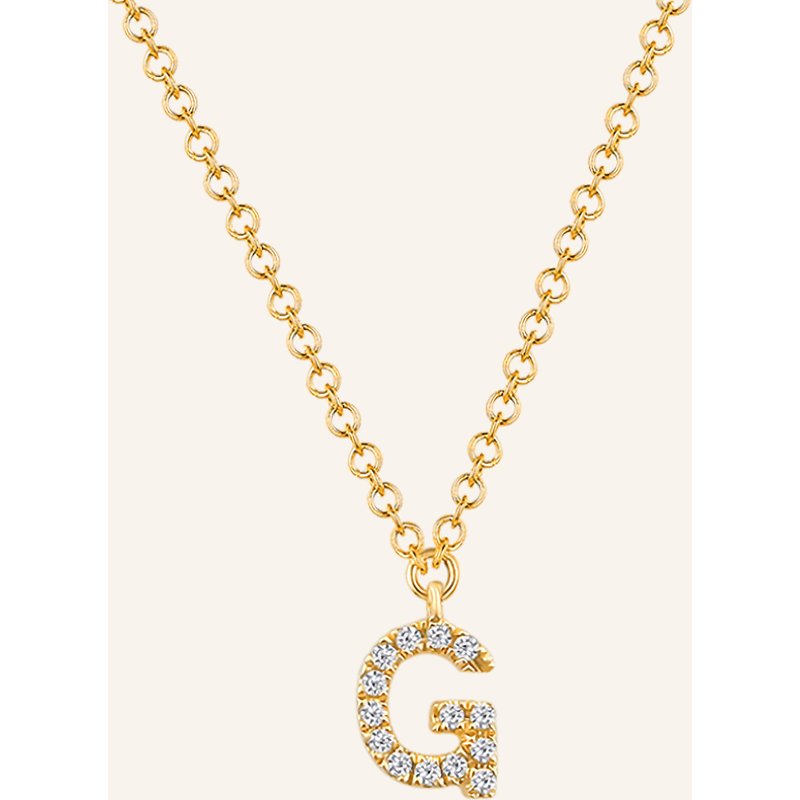 Leaf Initialien Halskette „G“ Aus 14 Karat Gelbgold Mit Diamanten gold