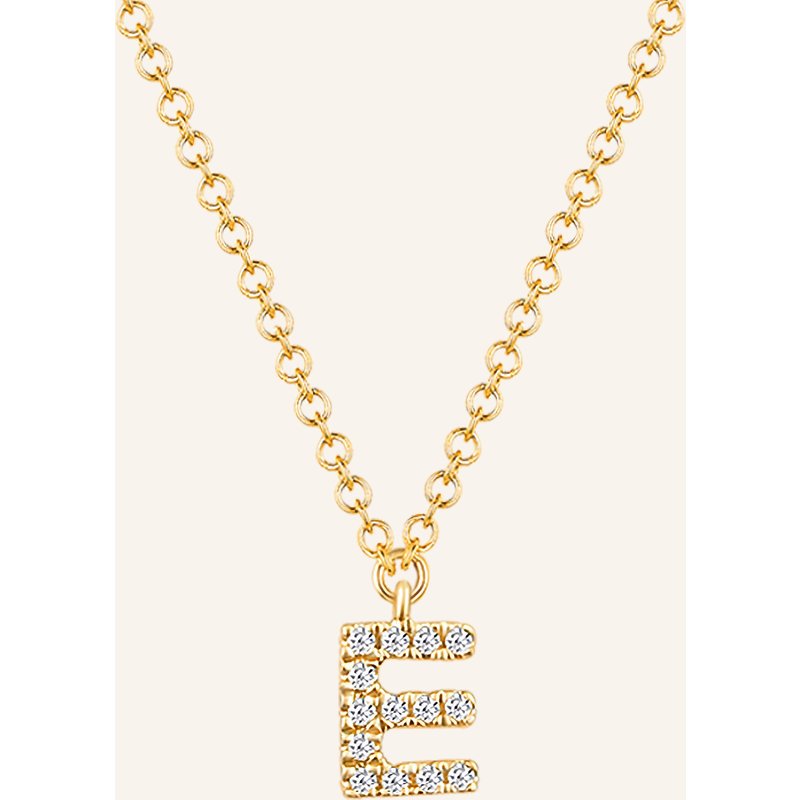 Leaf Initialien Halskette „E“ Aus 14 Karat Gelbgold Mit Diamanten gold