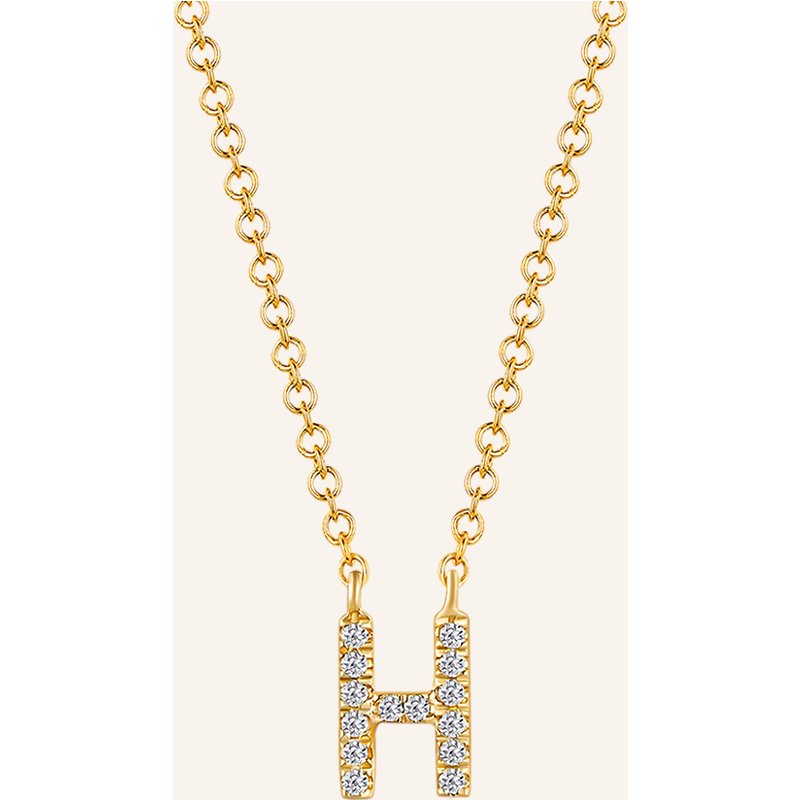 Leaf Initialien Halskette „H“ Aus 14 Karat Gelbgold Mit Diamanten gold