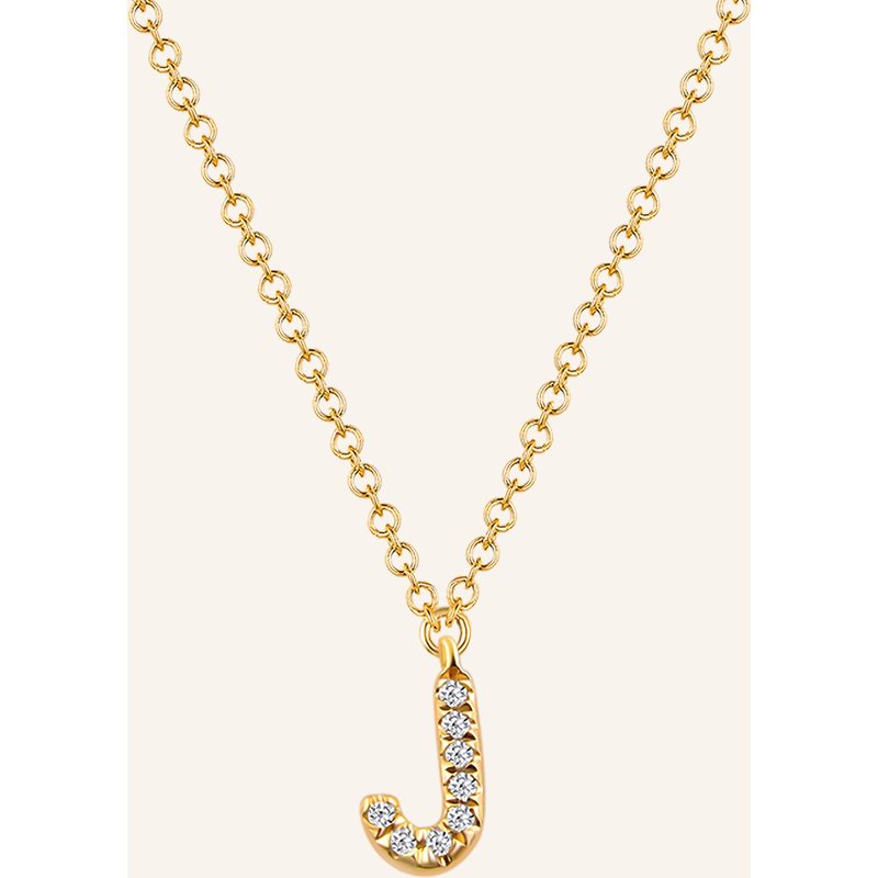 Leaf Initialien Halskette „J“ Aus 14 Karat Gelbgold Mit Diamanten gold