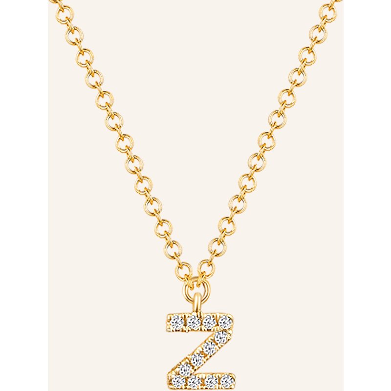 Leaf Initialien Halskette „Z“ Aus 14 Karat Gelbgold Mit Diamanten gold