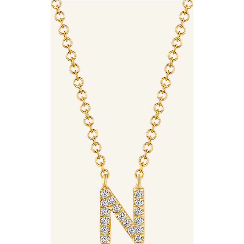 Leaf Initialien Halskette „N“ Aus 14 Karat Gelbgold Mit Diamanten gold